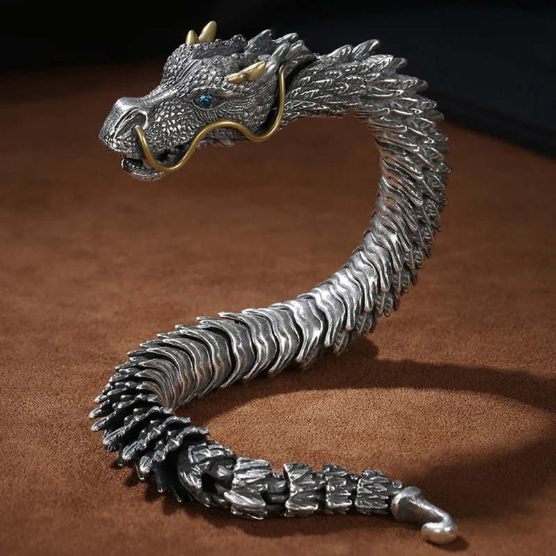 Pulseira Tradicional Tibetana Budista em Formato de Dragão com um Poderoso Padrão de Escamas de Dragão. MDUG (dragão 20cm)