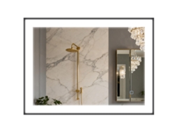 Espelho Casa De Banho Com Luz Led 80x60 Cm Iluminação Ajustável Função Anti-embaciamento Memória Preto