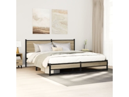 Estrutura De Cama Sem Colchão 160x200cm Metal Carvalho Sonoma