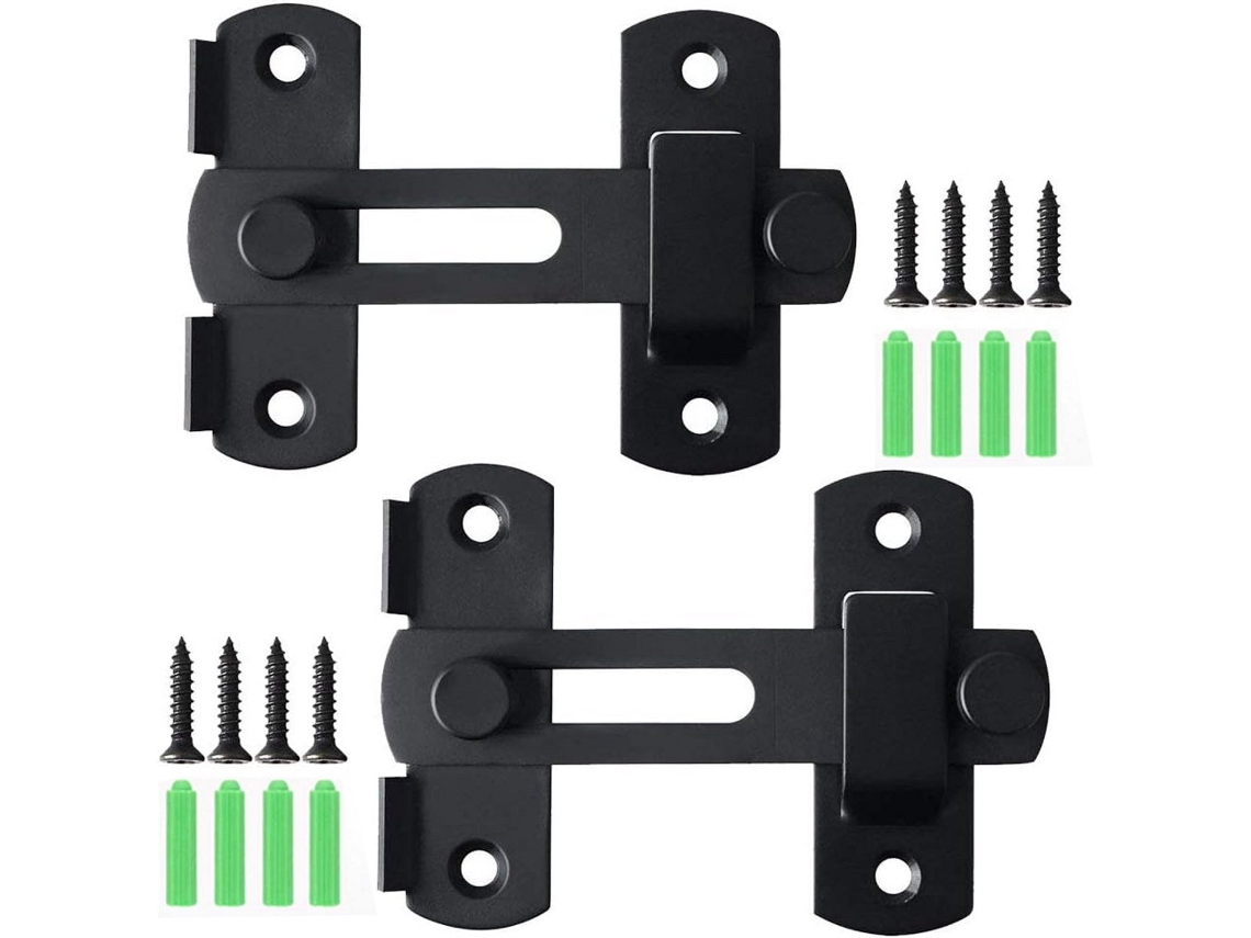 2 Peças De Trinco Para Porta De Batente Em Aço Inoxidável, Trava Para Porta Dobrável, Fácil De Instalar, Inclui Parafusos, Preto