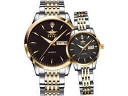 Lurelia Conjunto De Relógios Para Casal, Data/calendário, Aço Inoxidável, Resistente À Água, Dourado E Preto