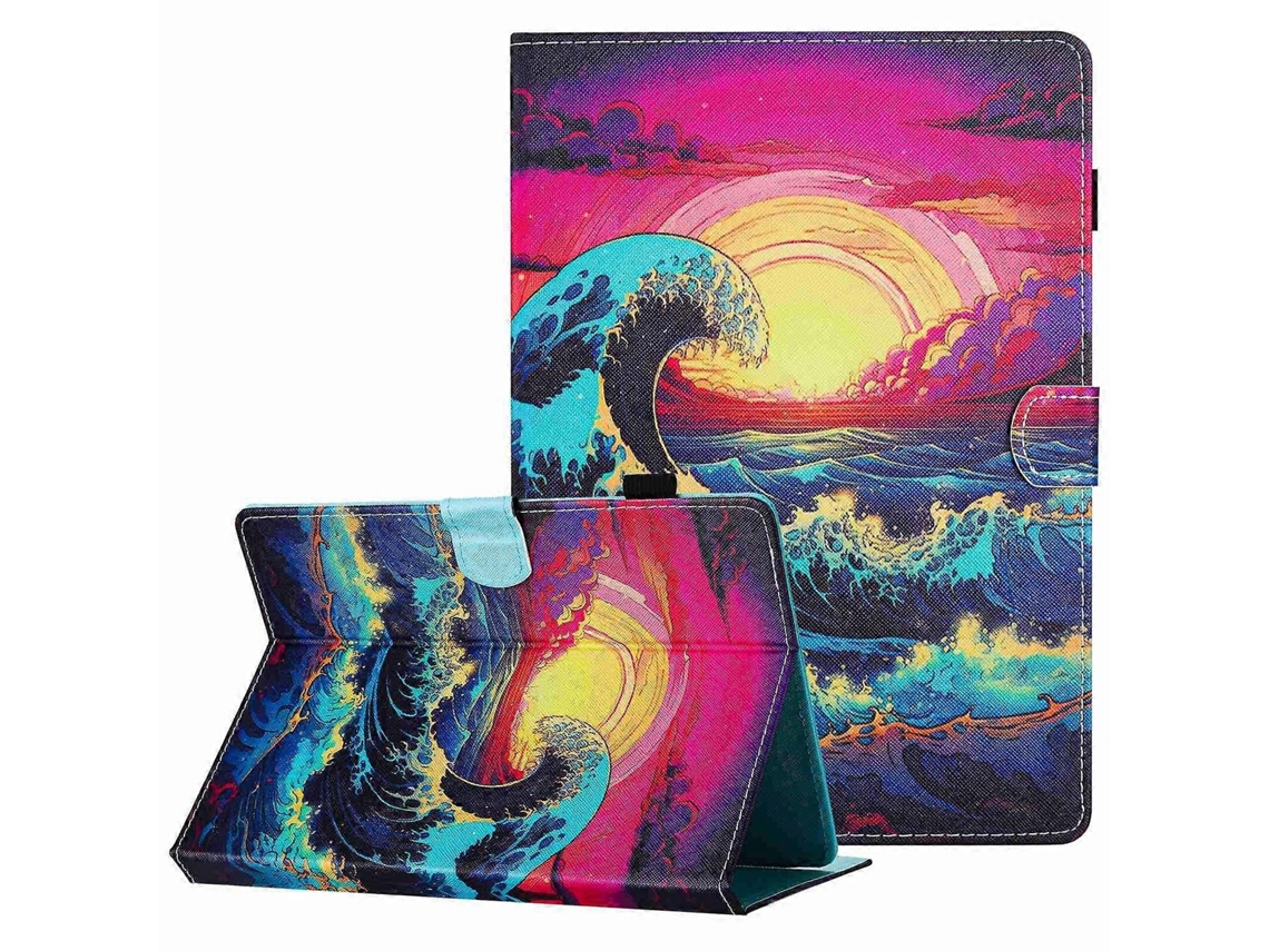 Capa de couro para tablet Webake com padrão pintado e costura