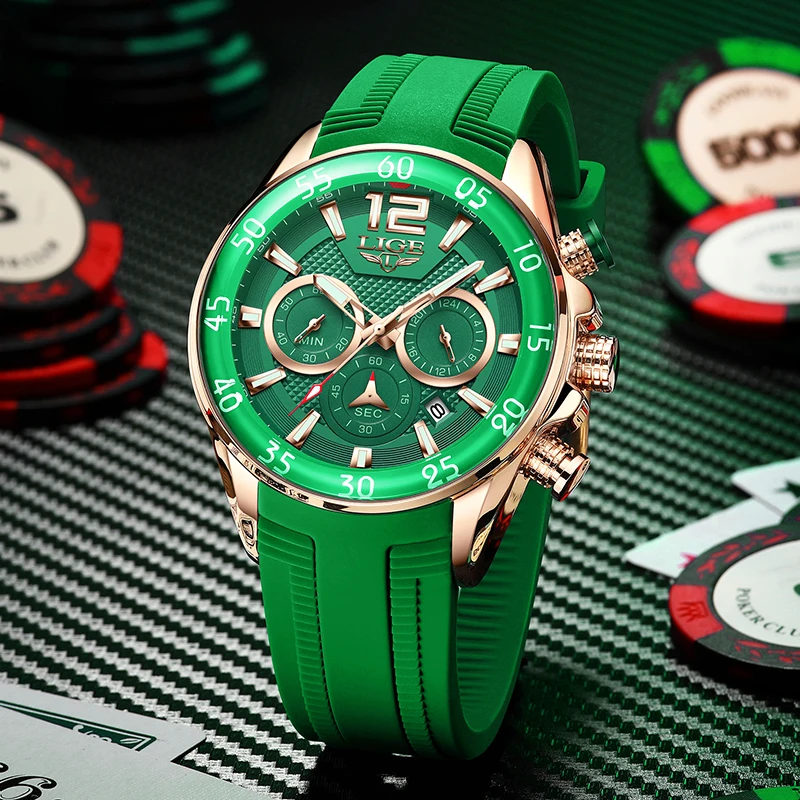 (verde Dourado) Pulseira Esportiva De Silicone Impermeável Com Quartzo Luminoso