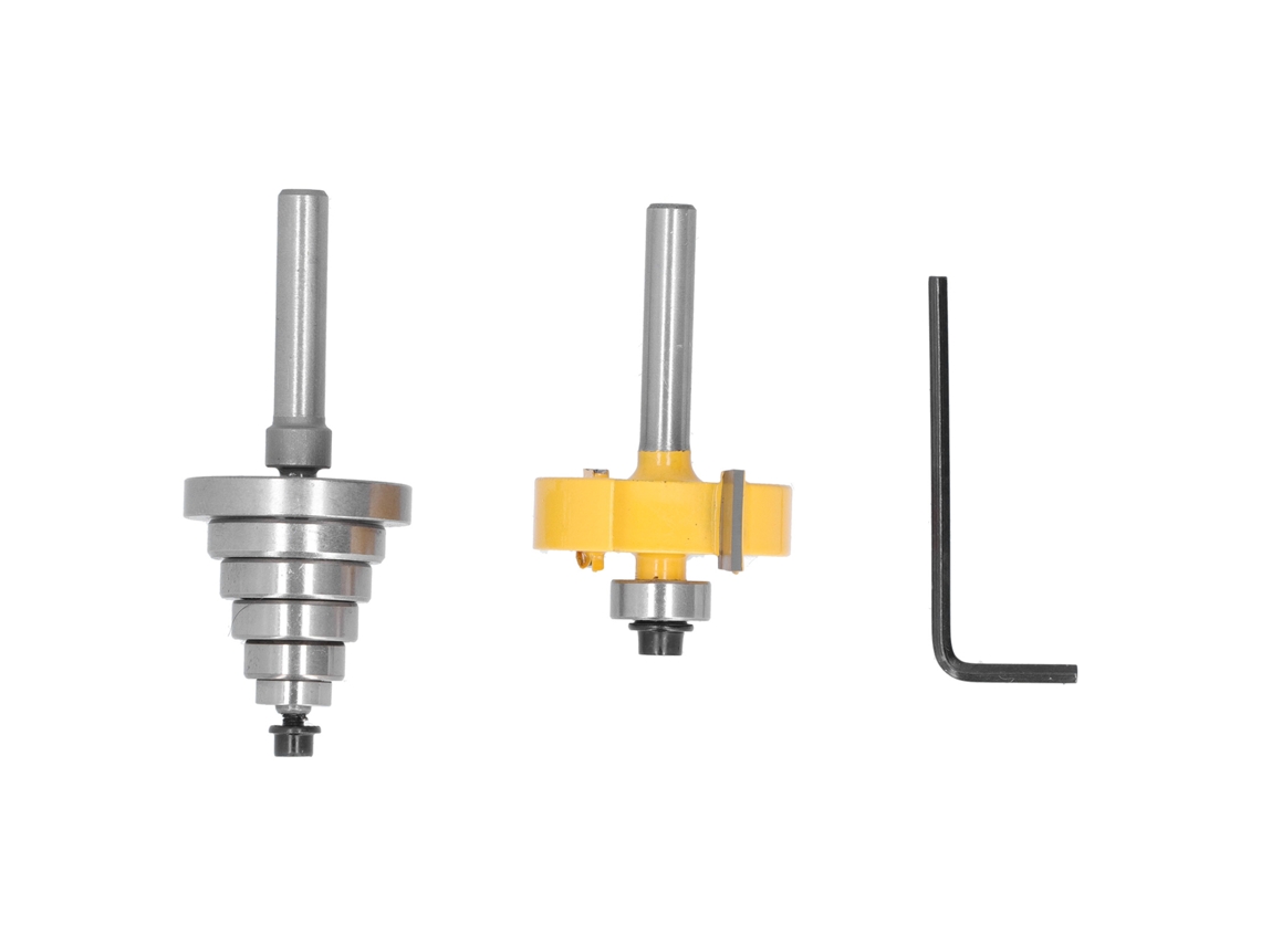 Conjunto De Brocas De Router Rabbet Com 6 Rolamentos Shank 1/4in Para Marcenaria