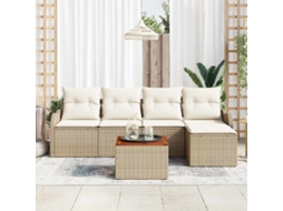 Vidaxl Conjunto De Sofá De Jardim 6 Unid. Bege Vime Pe