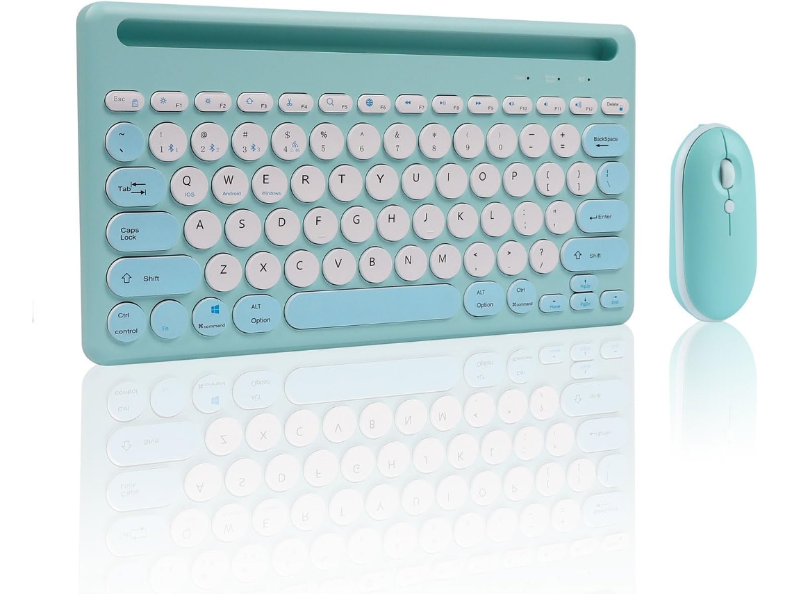 Teclado Eifson Sem Fio Com Mouse Bluetooth Suporta 4 Dispositivos - Layout Em Inglês - Azul