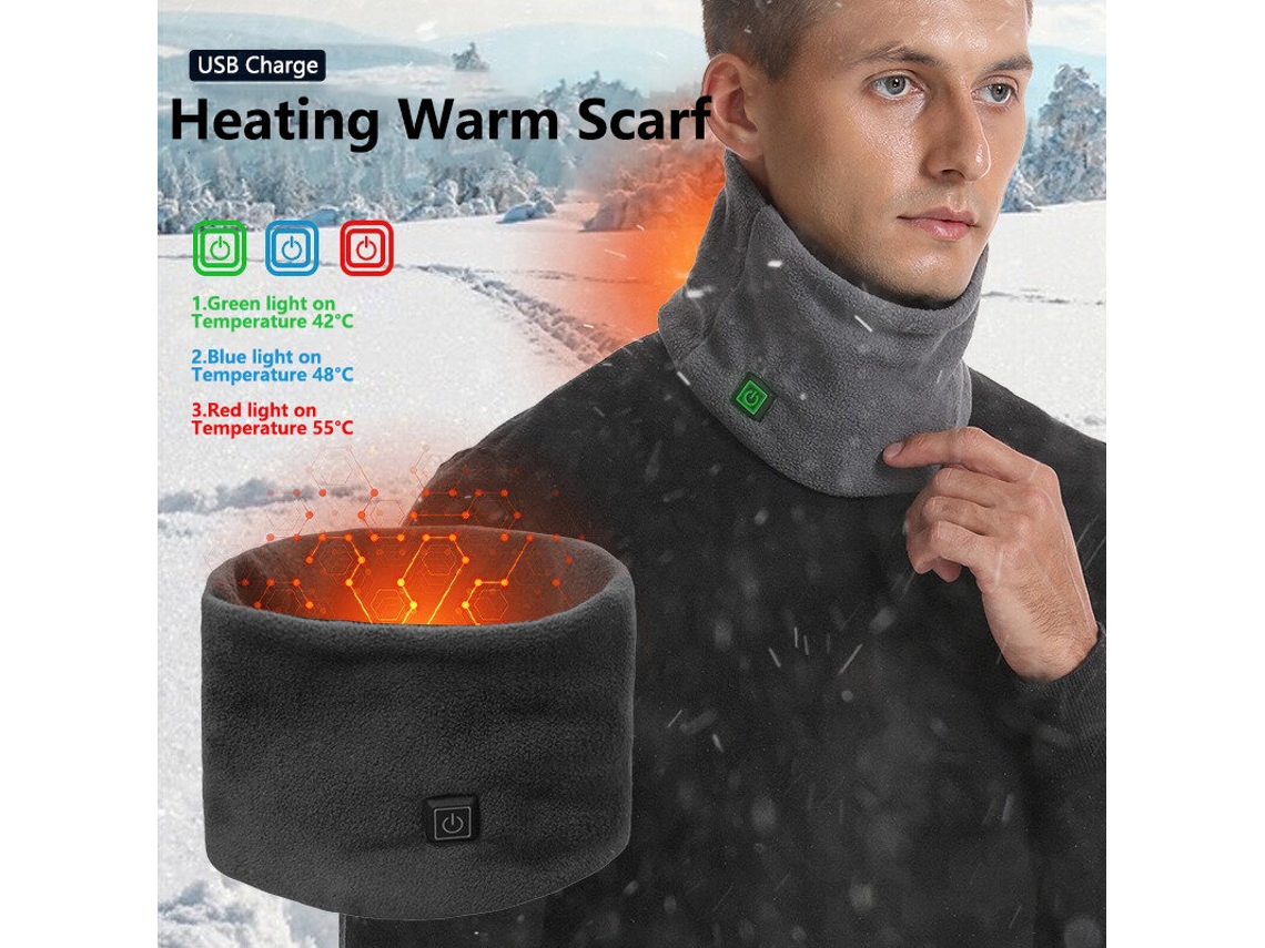 Preto Tengoo Cachecol Elétrico 3 Níveis Aquecimento Ajustável Inteligente Usb Proteção Frio Pescoço Bateria Não Inclusa