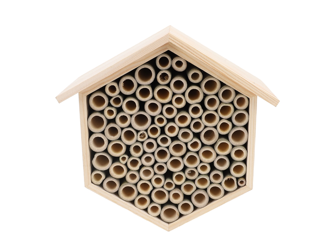 Casa de Abelhas de Madeira Hexagonal S/MARCA