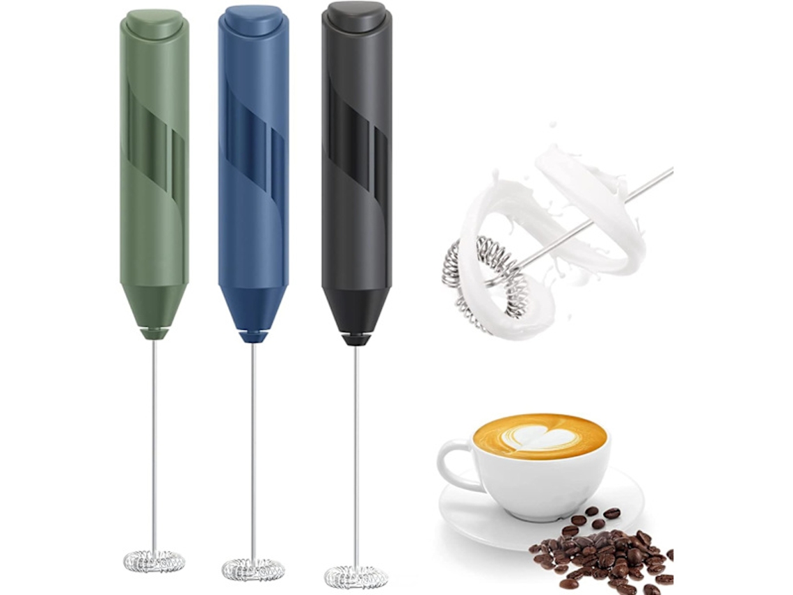 ESPUMADOR de leite portátil, bateria, aço inox, com suporte, para café, latte, frappé