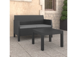 Vidaxl 2 Pcs Conjunto Lounge Jardim Com Almofadões Vime Pp Antracite