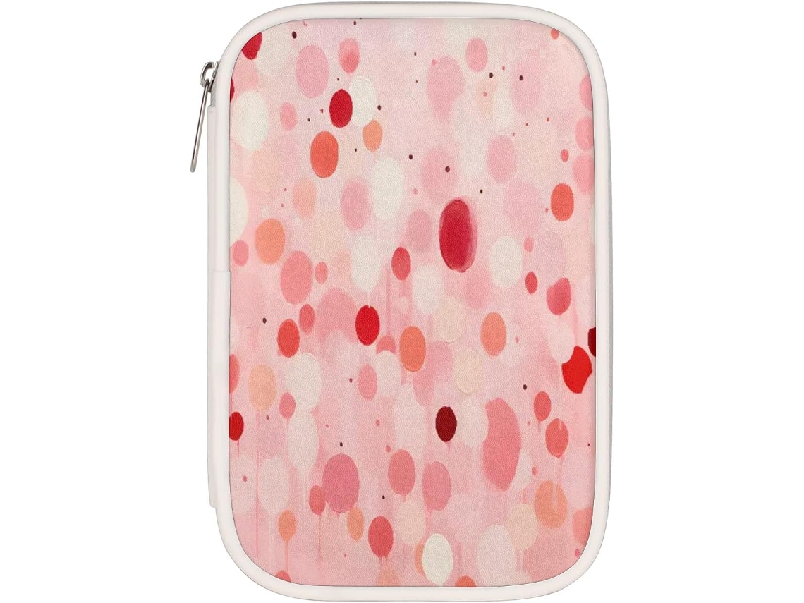 Estojo Lápis Vermelho Com Bolinhas, Organizador de Material Escolar, Estojo Abstrato Lápis, Caixa Organizadora