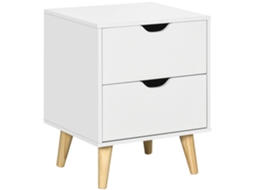 Criado mudo com 2 gavetas, escandinavo, branco, 40x35x50,5cm | S/MARCA