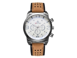 Relógio de Pulso Masculino Clássico Fashion com Pulseira de Couro Pu e Movimento de Quartzo Café