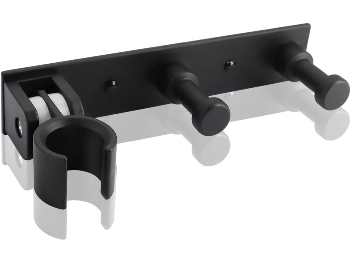 Suporte De Chuveiro Prático, Suporte Ajustável Para Chuveiro De Parede, Acabamento Em Liga De Alumínio Preto Fosco, Forte Adesão E Instalação Sem Perf