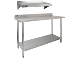 Conjunto Mesa Profissional Kukoo 150 Cm E Prateleiras Em Aço Inox 403, Estrutura Heavy Duty, Prateleiras Ajustáveis, Monstershop