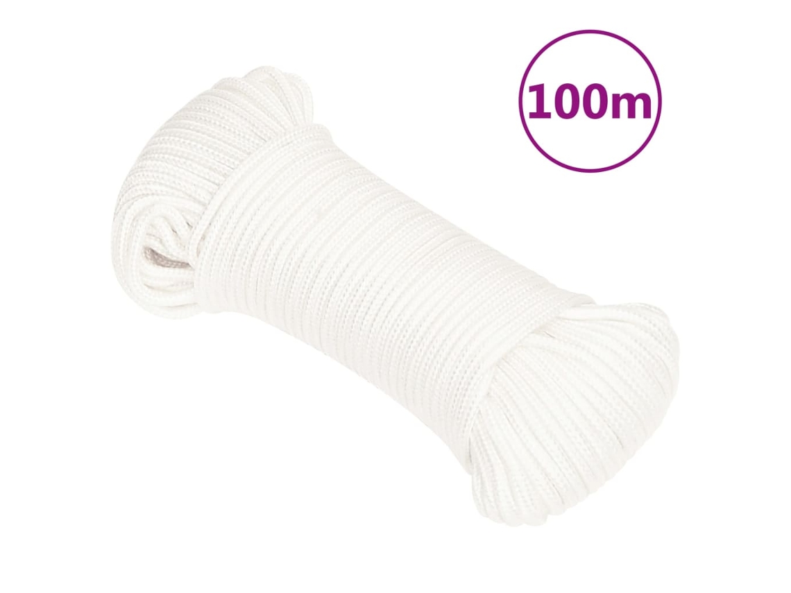 Vidaxl Corda De Barco 3 Mm 100 M Polipropileno Branco Completo