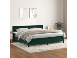 Vidaxl Cama Com Molas/colchão 200x200 Cm Veludo Verde-escuro