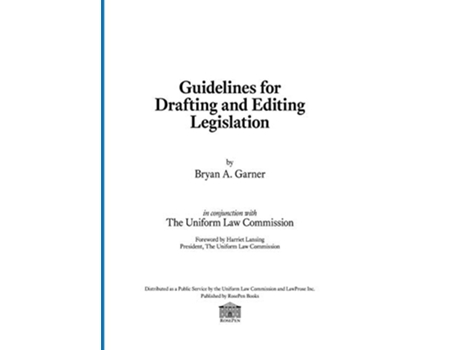 Livro Guidelines for Drafting and Editing Legislation de Bryan A. Garner (Inglês)