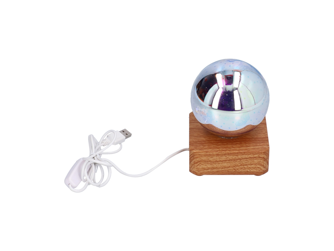 Luminária Noturna Led com Interface Usb, Projeção em Esfera de Vidro e Rgb para Decoração Mesa BRILVIBERA