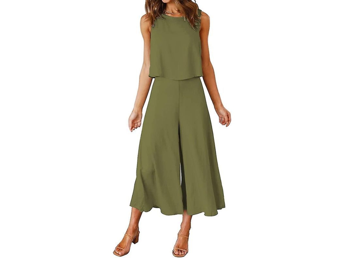 Fasst conjunto de Verão para Mulher com Blusa Gola Redonda e Calças Curtas