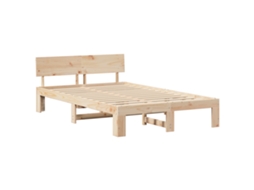 Conjunto 1 Estrutura De Cama Moderna Vidaxl Castanho Madeira De Pinho Maciça (120 X 200 Cm)
