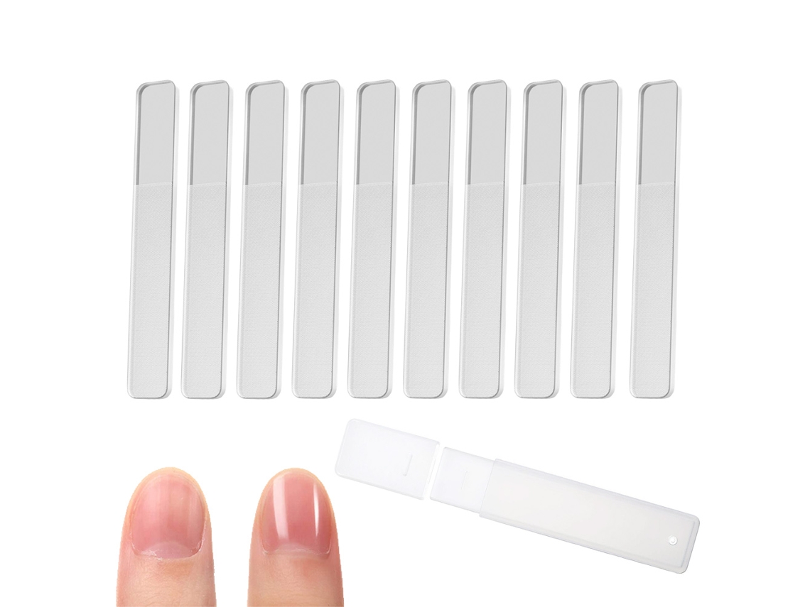 10 Lixas de Vidro Polidor para Unhas Naturais com Estojo NEVEANCE