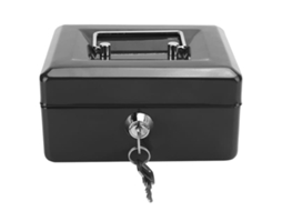 Cofre Portátil Mini de 15 Cm com Fechadura e Chave para Casa e Escritório, Preto BRILVIBERA