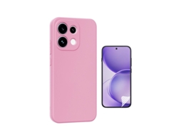 Kit Película Protectora De Hydrogel Frente Capa Proteção Silicone Gift4me Para Oppo Reno16 Pro - Rosa