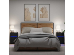 Vidaxl Criado-mudo Led Com Gaveta 2 Pcs Carvalho Preto 38 X 34 X 61 Cm
