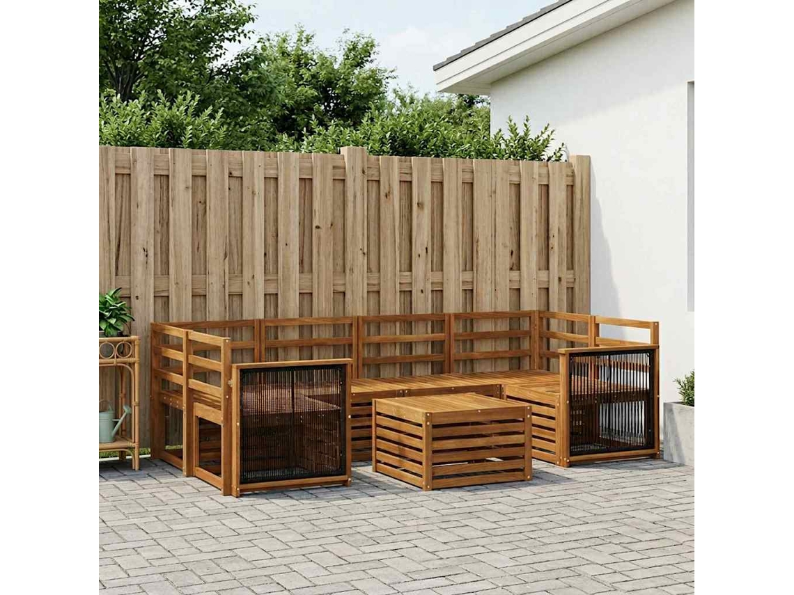 Vidaxl Conjunto De Sofás Para Exterior 7 Pcs Natural