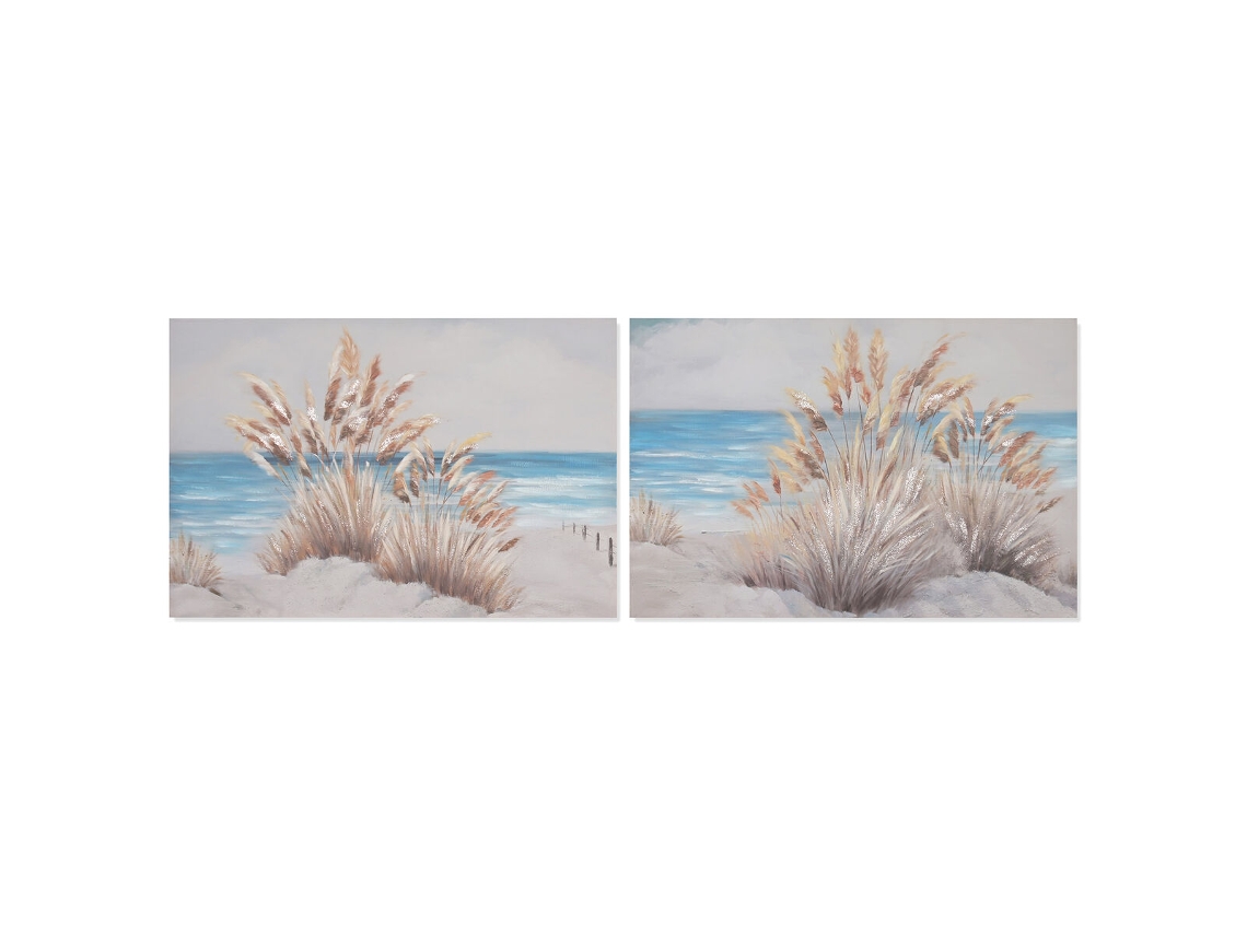 Pintura Home Esprit Azul Bege Praia Mediterrâneo 120 X 2,8 X 80 Cm (2 Unidades)