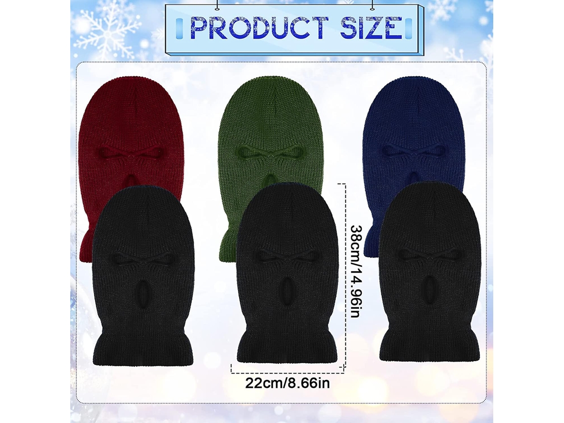 Pacote com 6 balaclavas de 3 peles para esqui, máscara facial de malva para esportes ao ar livre e inverno BRILVIBERA