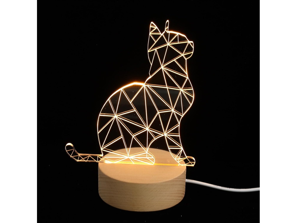 Luminária Noturna Compacta 3d Led Em Formato De Gato Homoyoyo Lâmpada