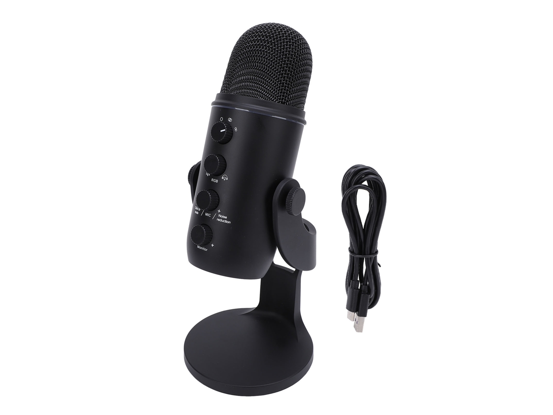 Aetheria microfone Usb para Games com Mudo Rápido, Luz Ambiente Colorida e Chip Hifi 192khz Preto