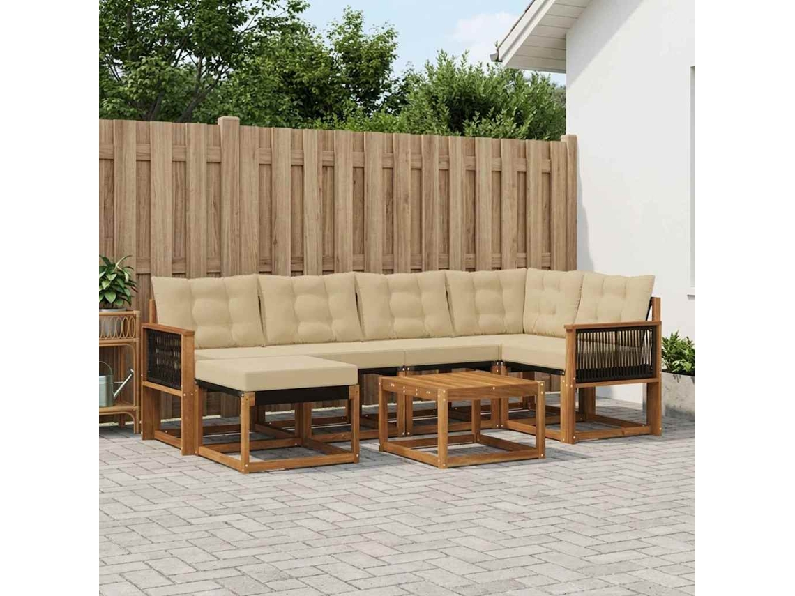 Vidaxl Conjunto De Sofás Para Exterior 7 Pcs Natural E Bege