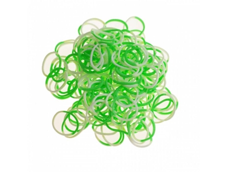 200 Elásticos Loom Bicolor Verde Branco
