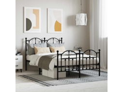 Vidaxl Estrutura De Cama Com Cabeceira E Pés 120x200 Cm Metal Preto