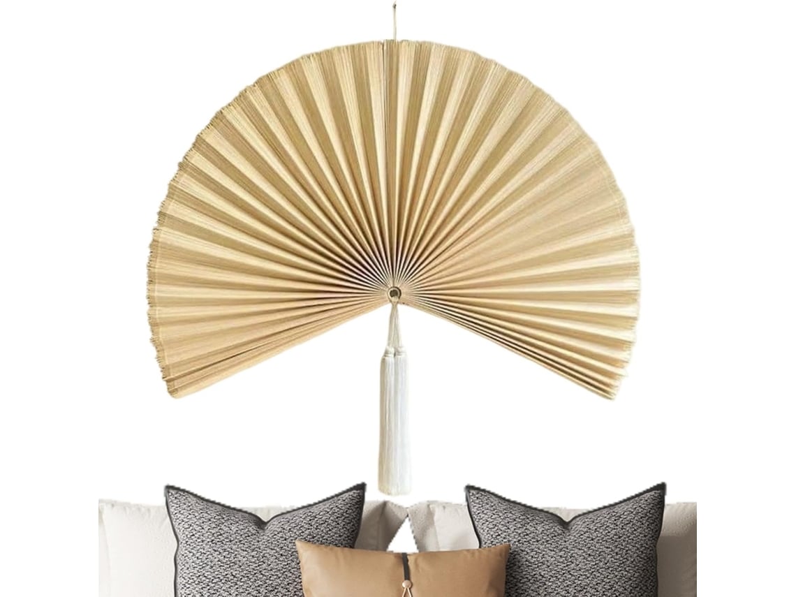 Leques De Parede Decorativos Estilo Boho, Artesanato Em Madeira Com Borlas.