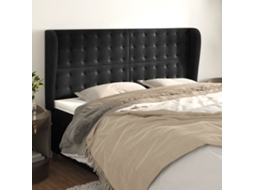 Vidaxl Cabeceira De Cama C/ Abas Veludo 183x23x118/128 Cm Preto