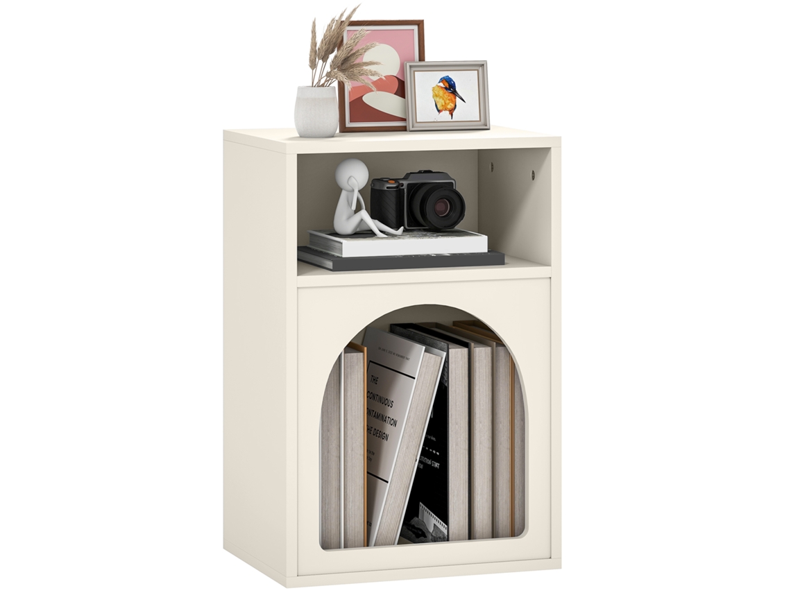 Mesa de Cabeceira Mdf Cor Creme Branco 40x30x60 cm Homcom