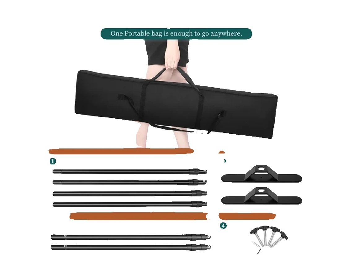 Suporte De Fundo, Design De Barra Transversal Dupla, Compatível Com Tela Verde,2.7x3.4m Oem