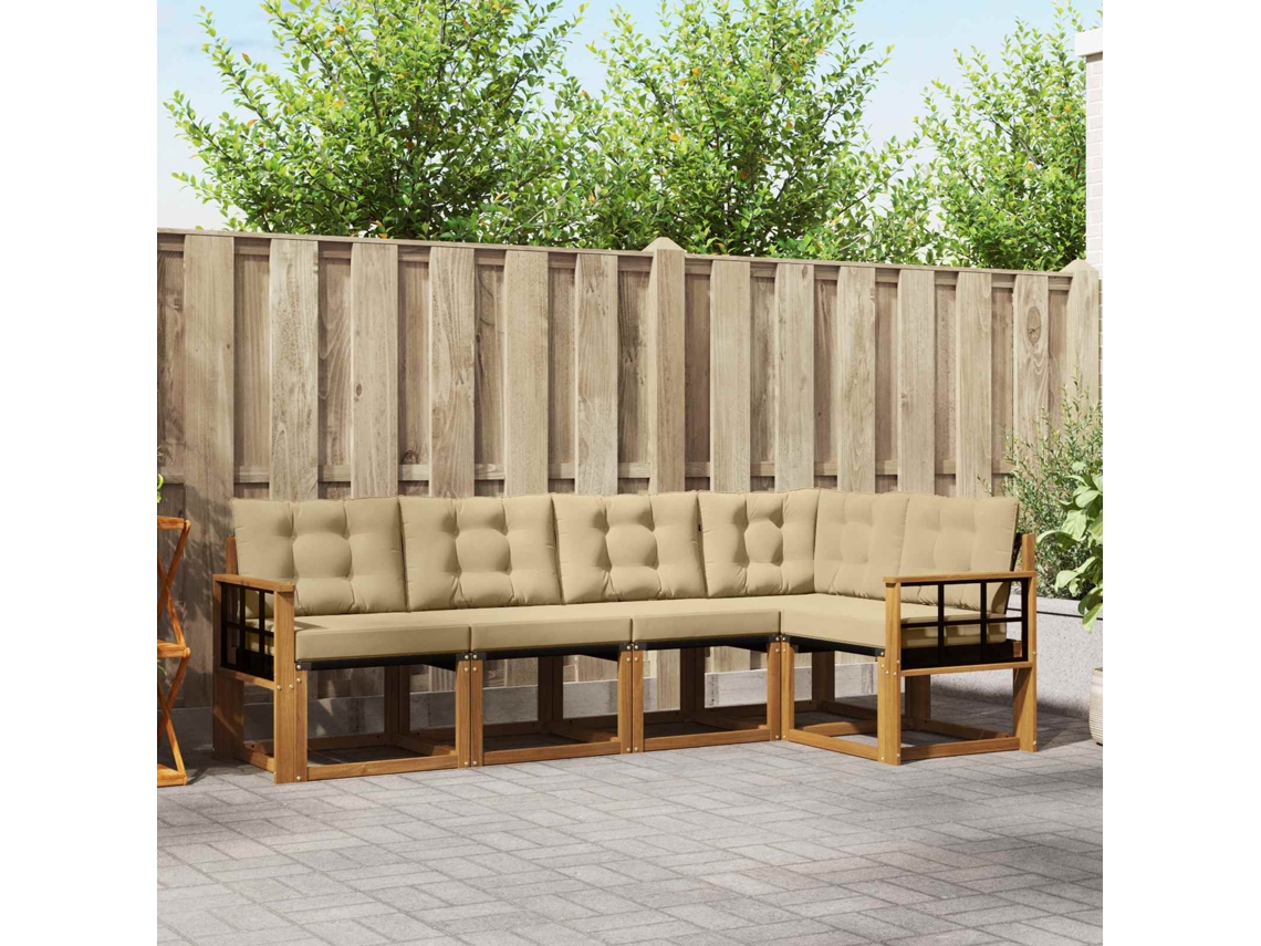 Vidaxl Conjunto De Sofás Para Exterior 5 Pcs Natural E Bege