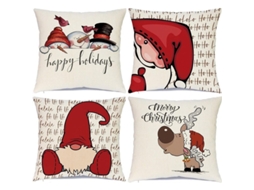 4 Capas de Travesseiro de Natal, Papai Noel, Decorativo, Quadrado Nova Line