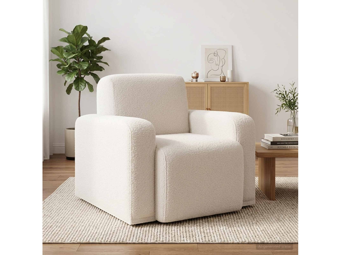 Vidaxl Poltrona Creme Bouclé