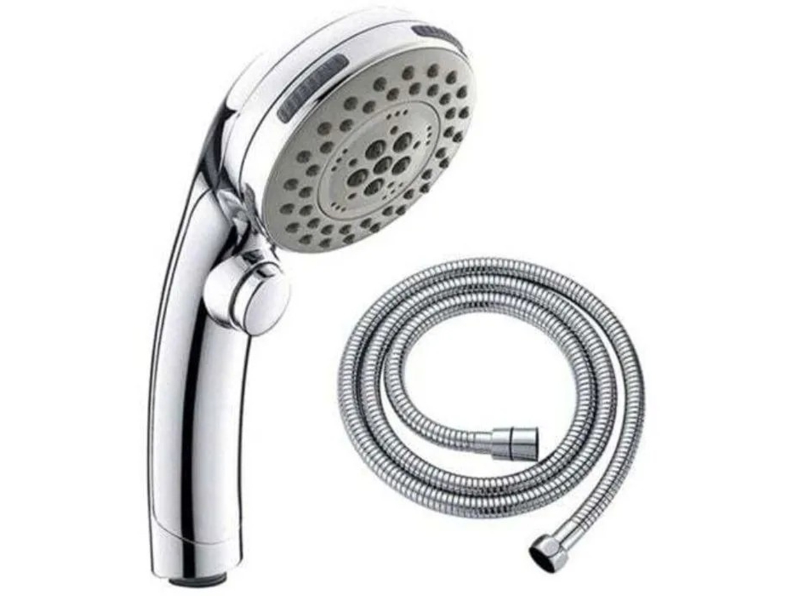 Cromado Cabeça De Chuveiro, 5-mode He Conjunto De Chuveiro Com Botão De Parada, 1.5m Hose