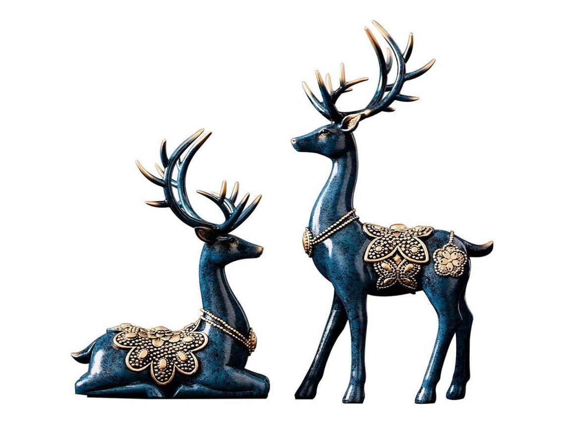 Estátua de Reindeer Natal Resina 29cm Nova Line S/MARCA