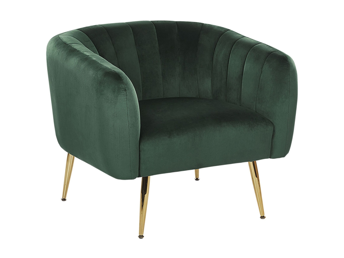 Sillón Beliani Laconia De Terciopelo Verde 85x76x70