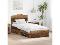 Vidaxl Estrutura da Cama Madeira Antiga 90 X 190 Cm Madeira Processada