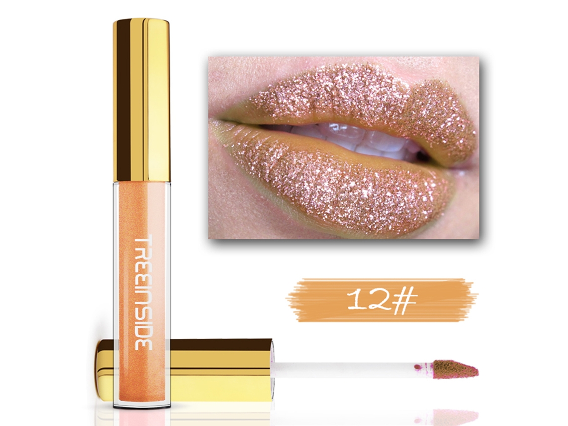 Labial Diamante Color Brillo Labial Impermeable Largo Duración No Pegajoso (12)