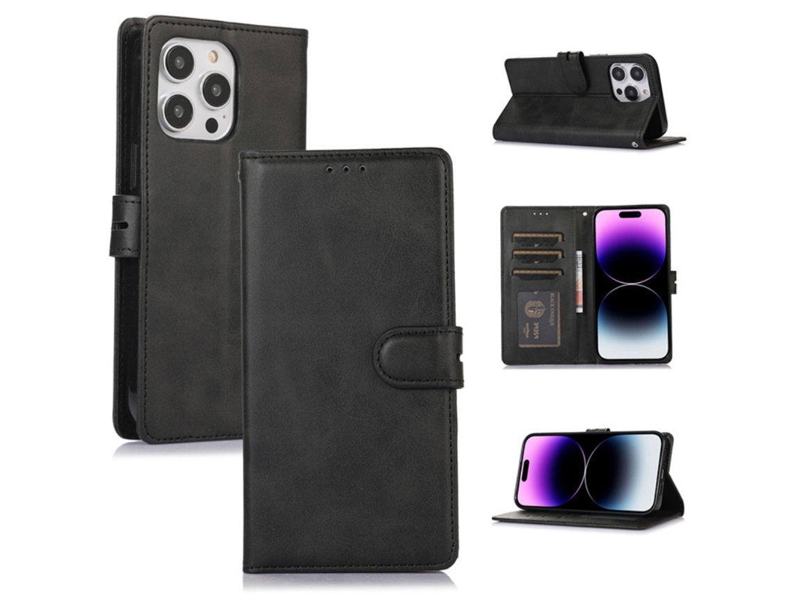 Capa Textura Gémeo Para Iphone 15 Pro Max Pele Sintética Preto
